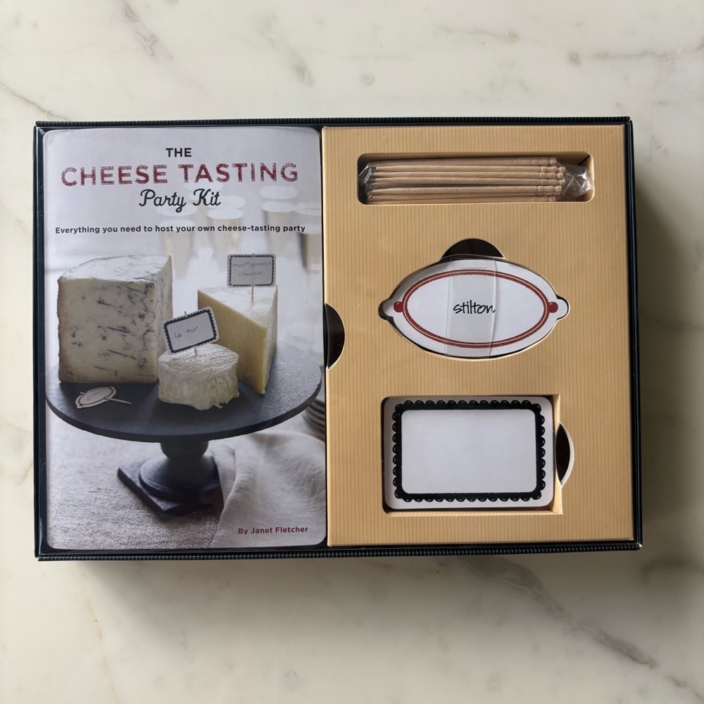 Cheese Tasting Party Kit with flavor info & cheese cards with toothpicks NWT